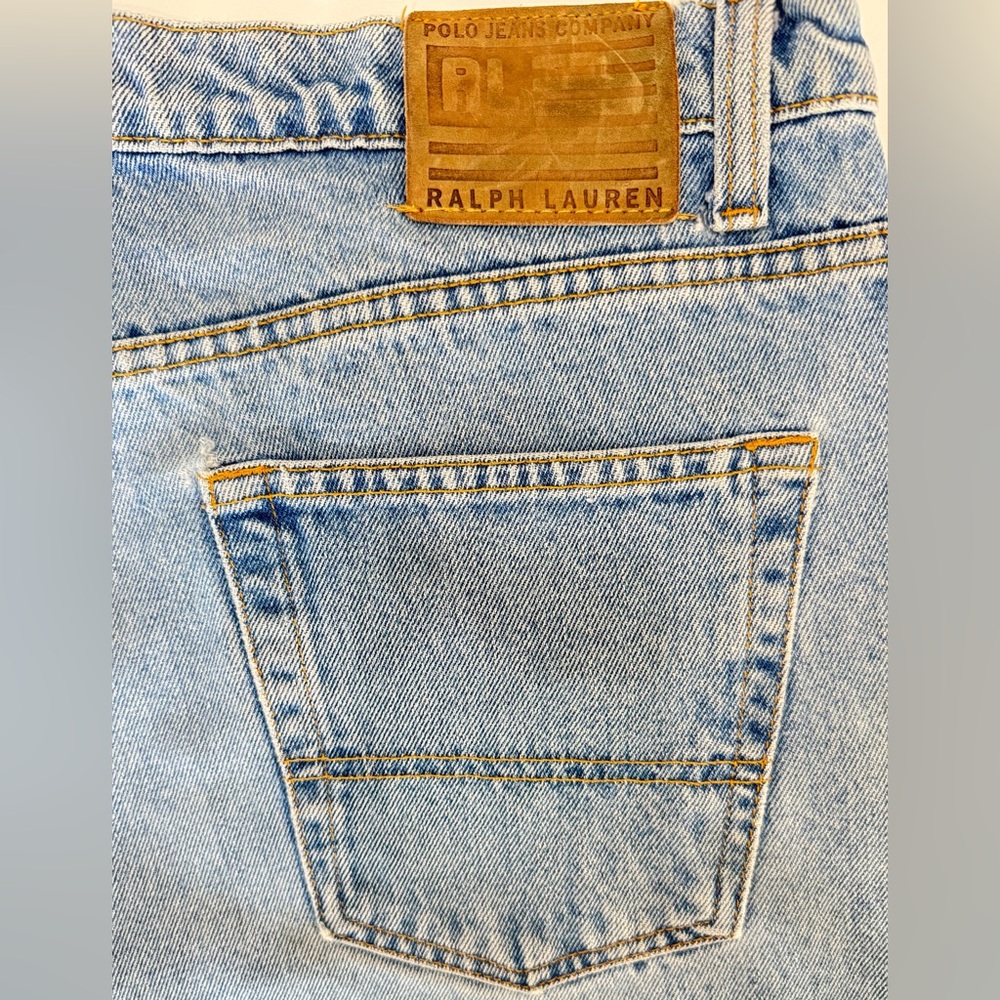 Polo Ralph Lauren Jeans 38x30 Straight Leg Light Wash Distressed Mens - Picture 6 of 9